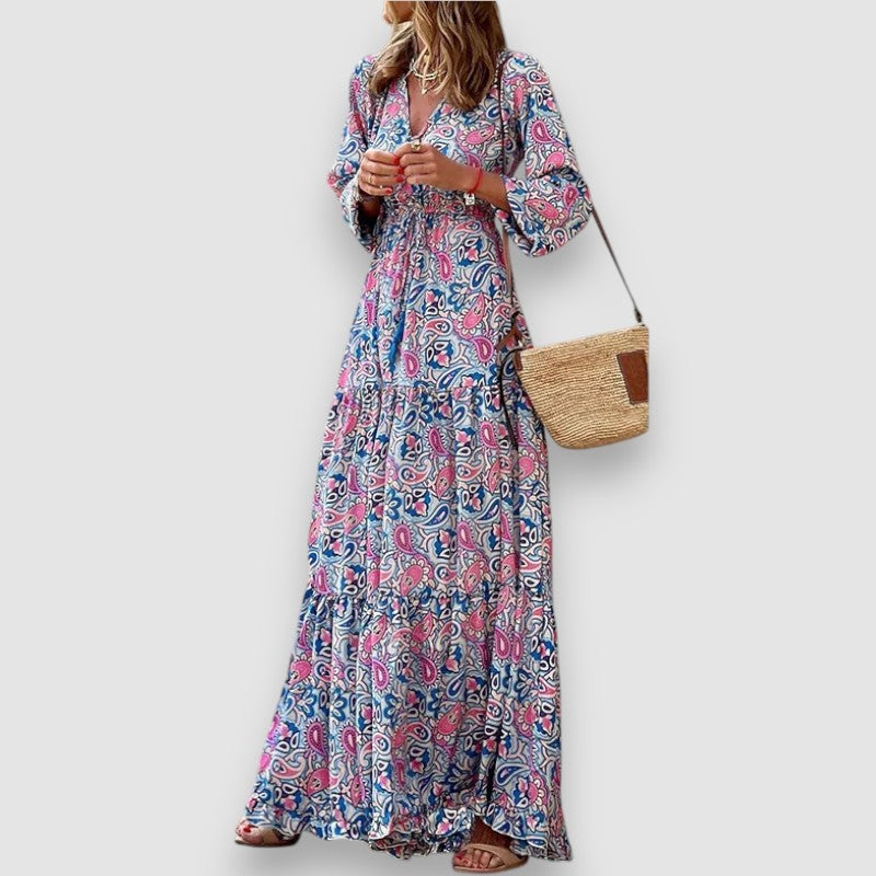 Ruby Bohemian Maxi Dress with Paisley Pattern