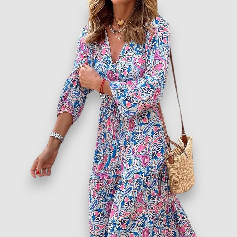 Ruby Bohemian Maxi Dress with Paisley Pattern