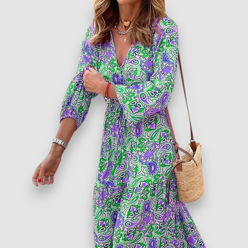 Ruby Bohemian Maxi Dress with Paisley Pattern