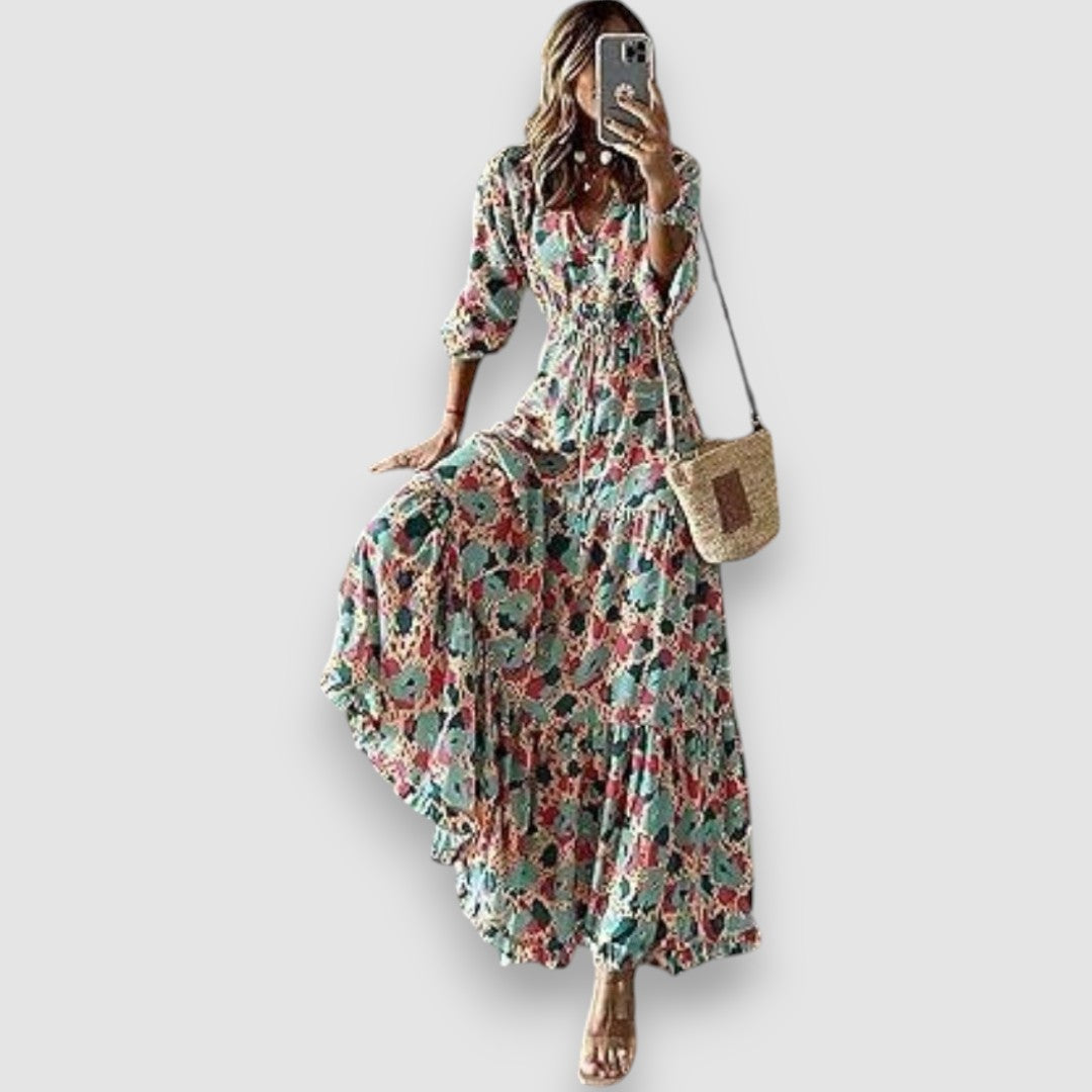 Ruby Bohemian Maxi Dress with Paisley Pattern
